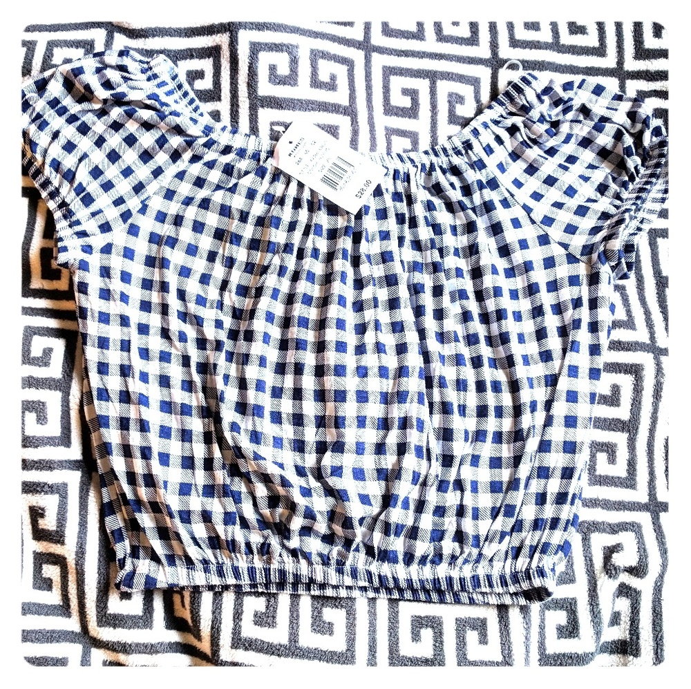 NWT About a Girl gingham crop top XS